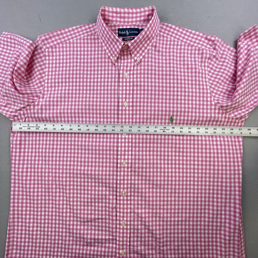 Polo Ralph Lauren Shirt Mens XLT Pink White Gingham Check Custom Fit Oxford OCBD - Picture 6 of 7